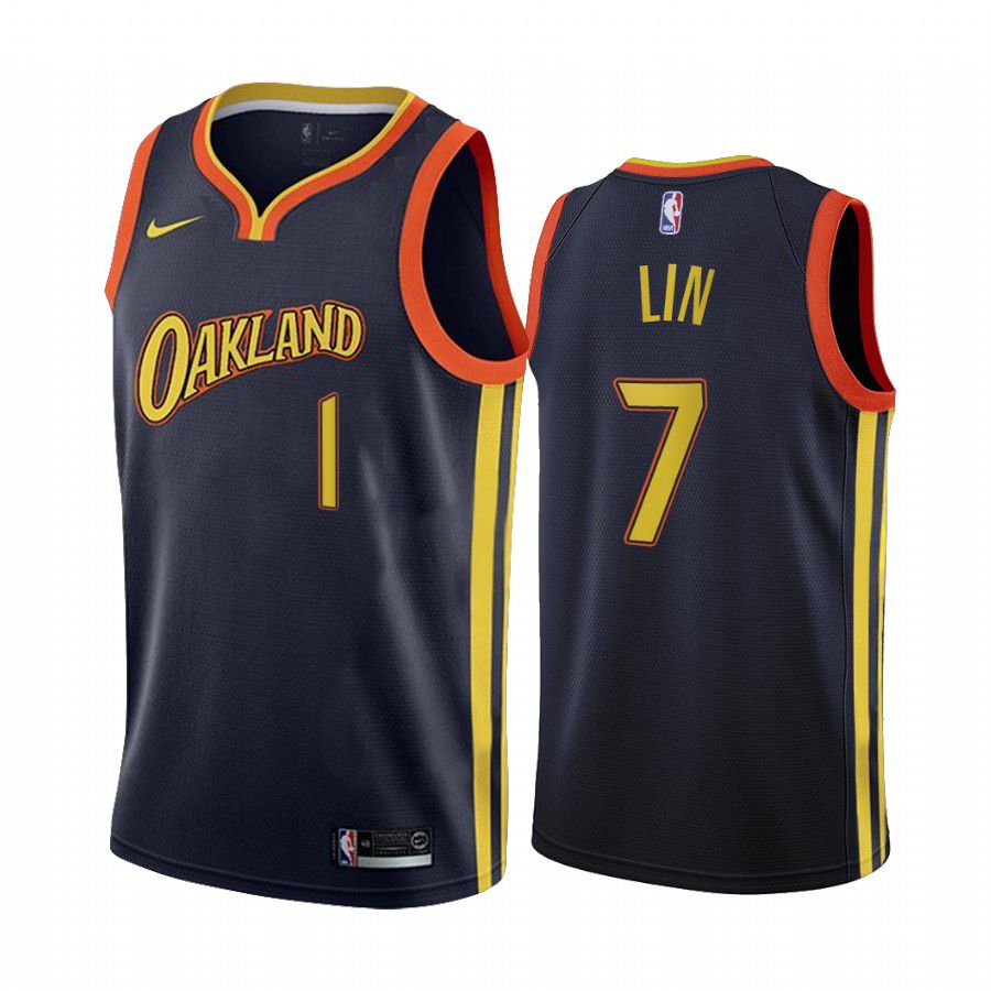 Men Golden State Warriors #7 jeremy lin navy city edition oakland 2020 nba jersey->golden state warriors->NBA Jersey